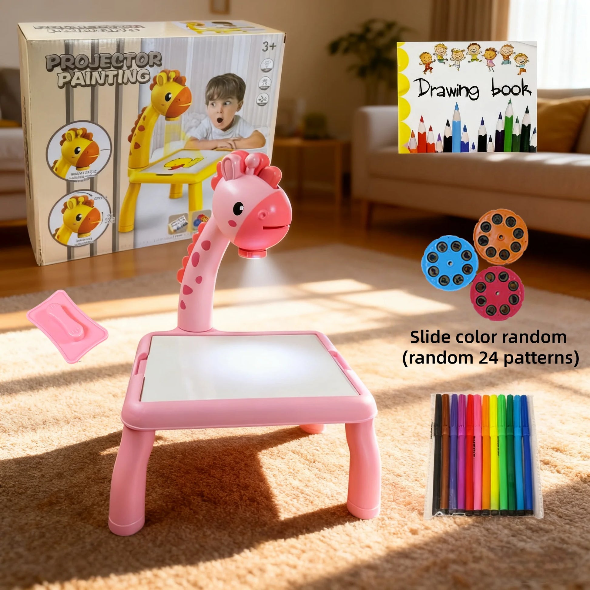 Mini Drawing Projector for Kids, Tracing and Drawing Projector Toy with Light & Music, Educational Glowing Gift Toys for Kids