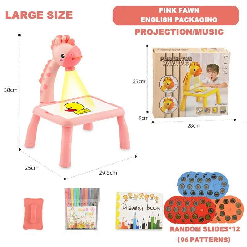Mini Drawing Projector for Kids, Tracing and Drawing Projector Toy with Light & Music, Educational Glowing Gift Toys for Kids