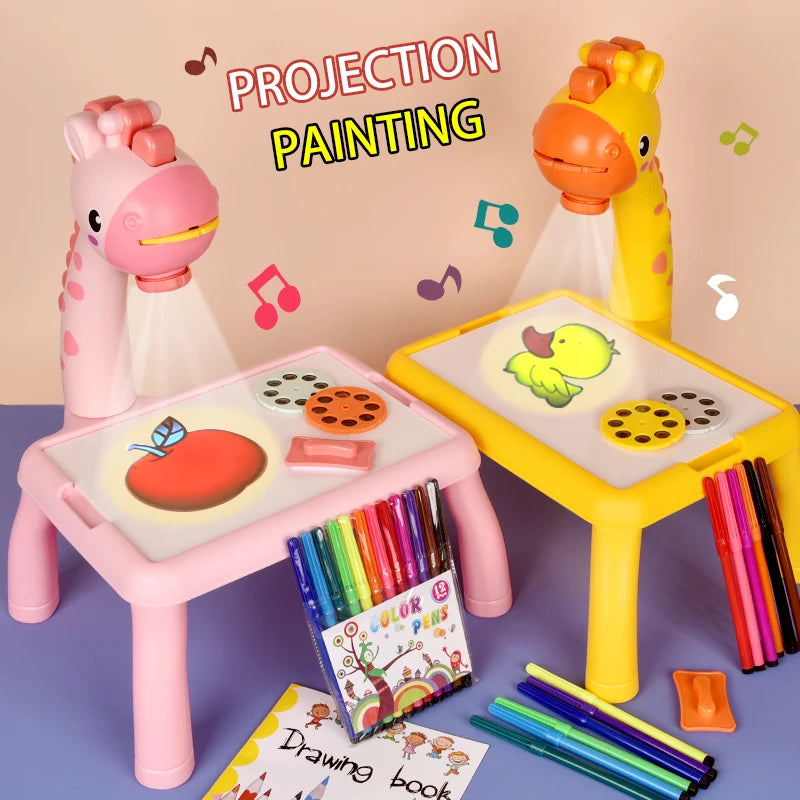 Mini Drawing Projector for Kids, Tracing and Drawing Projector Toy with Light & Music, Educational Glowing Gift Toys for Kids
