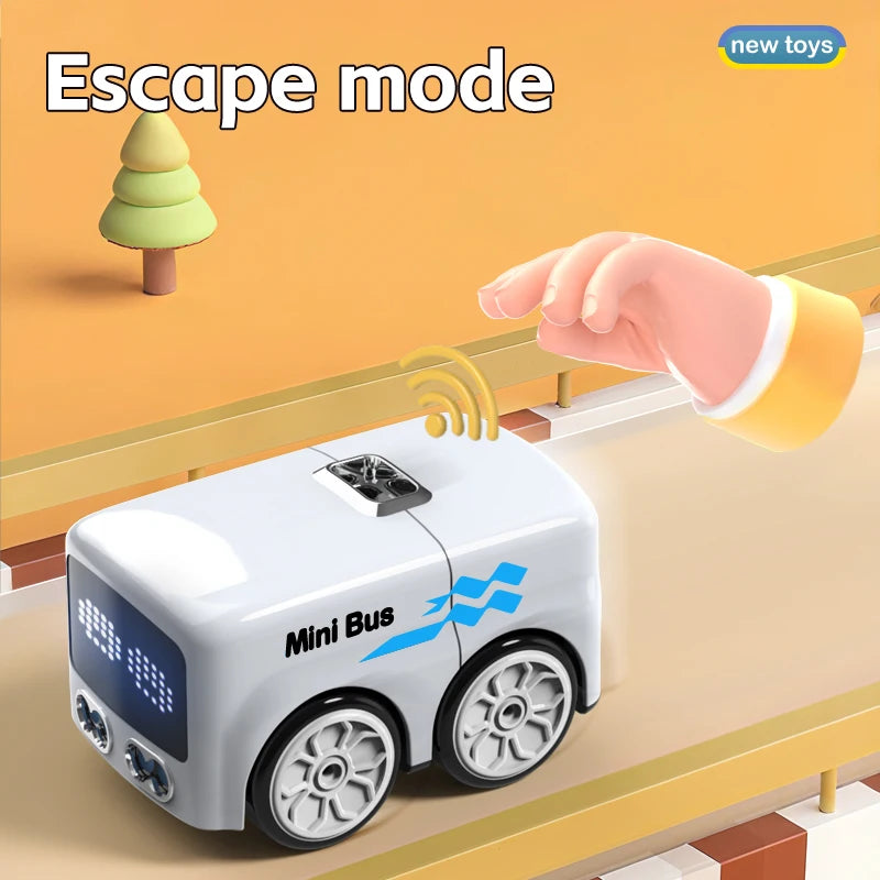 Magic RC Mini Bus Intelligent Remote Control Gesture Sensing Induction Follow Cartoon Car Smart Animation Vehicle Toys
