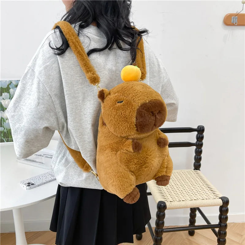 Adorable Kawaii Capybara Plush Doll Mini Backpack - The Perfect Gift for Kids and Cartoon Lovers!