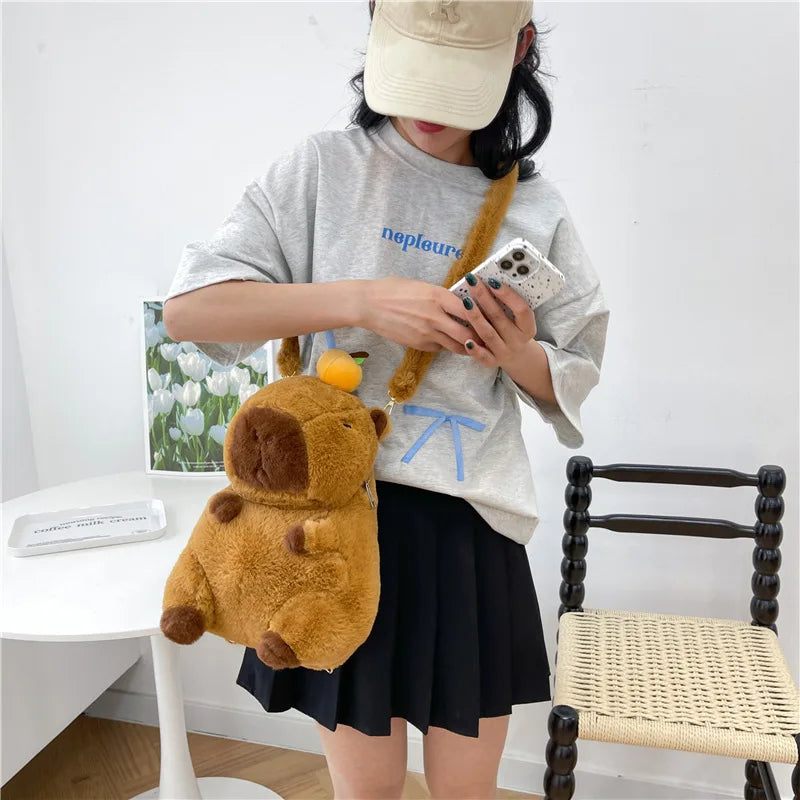 Adorable Kawaii Capybara Plush Doll Mini Backpack - The Perfect Gift for Kids and Cartoon Lovers!