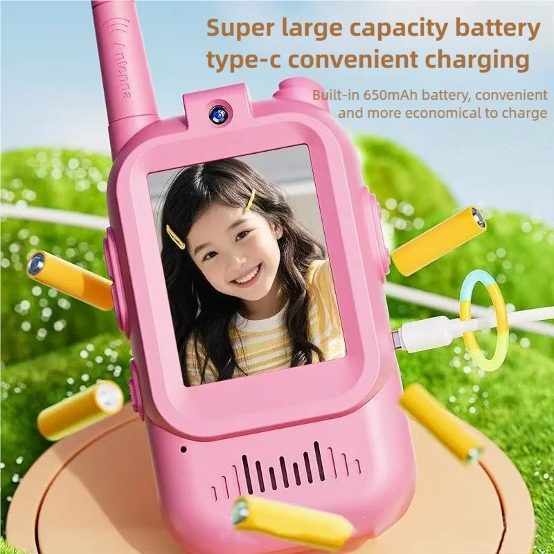 Exciting Video Walkie Talkies for Kids - 2 Pack Rechargeable Intercom with 2 Inch Screen & One-Click Call for Endless Fun!