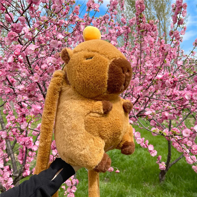 Adorable Kawaii Capybara Plush Doll Mini Backpack - The Perfect Gift for Kids and Cartoon Lovers!