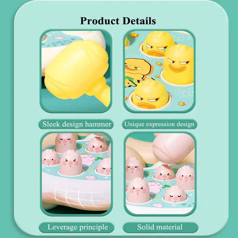 Delightful Duck, Frog, and Pig Montessori Toy - Perfect Educational Puzzle Gift for Toddlers Aged 12-24 Months with Hammer
