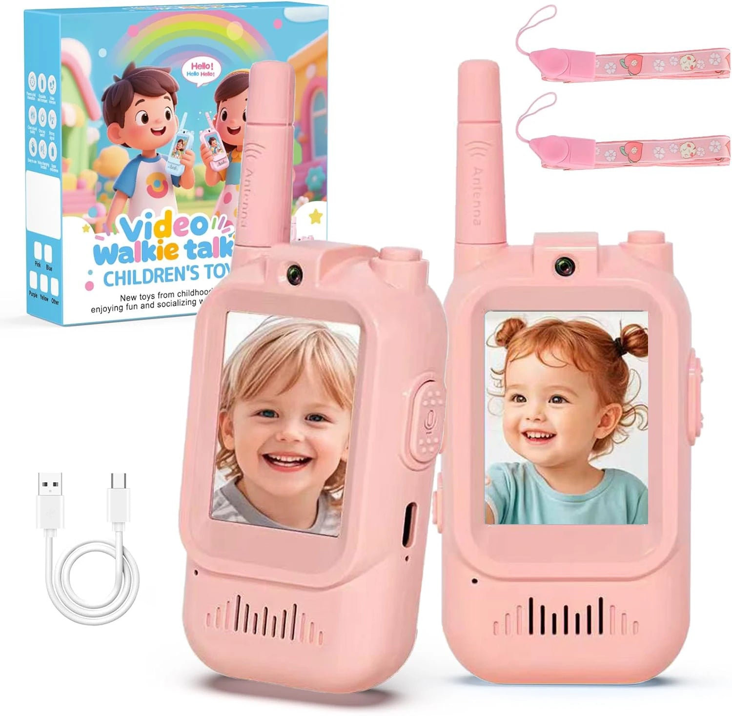 Exciting Video Walkie Talkies for Kids - 2 Pack Rechargeable Intercom with 2 Inch Screen & One-Click Call for Endless Fun!