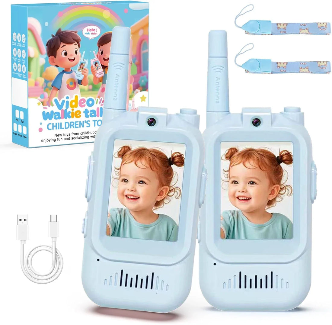 Exciting Video Walkie Talkies for Kids - 2 Pack Rechargeable Intercom with 2 Inch Screen & One-Click Call for Endless Fun!