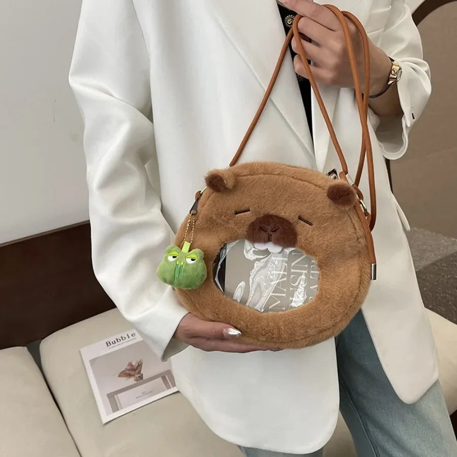 Adorable Kawaii Capybara Plush Doll Mini Backpack - The Perfect Gift for Kids and Cartoon Lovers!
