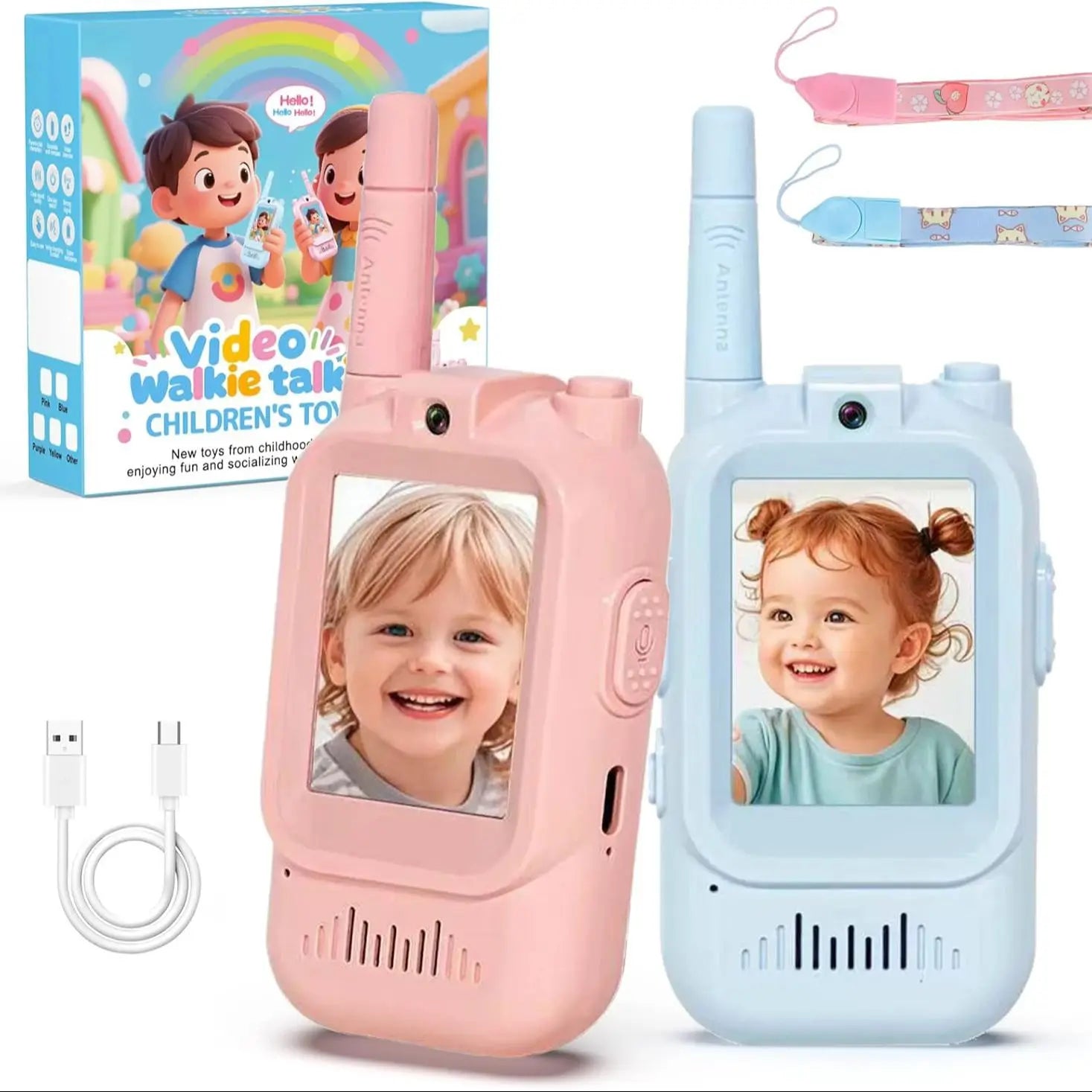 Exciting Video Walkie Talkies for Kids - 2 Pack Rechargeable Intercom with 2 Inch Screen & One-Click Call for Endless Fun!